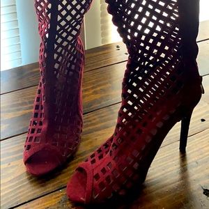 Burgundy/wine Knee high heels